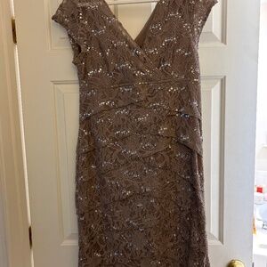 Tan Dress With Rhinestones-Size 14